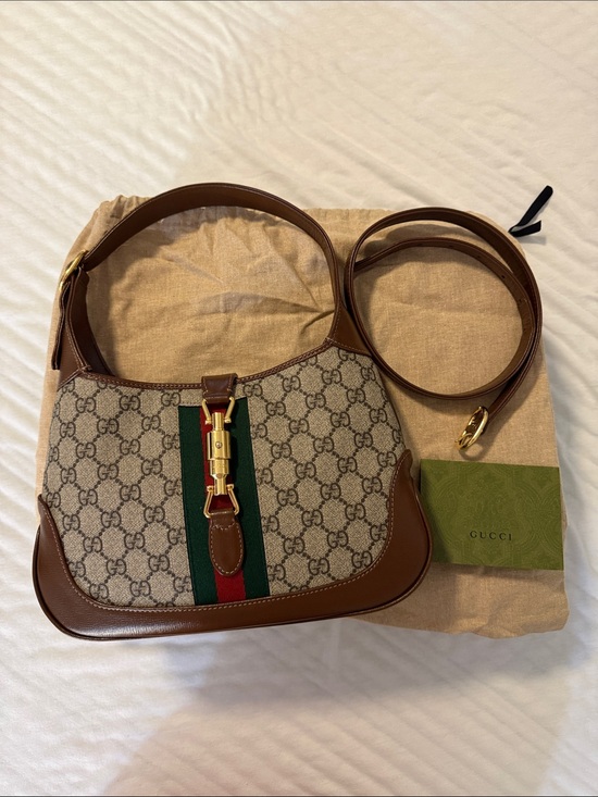 Gucci Handbags - Gucci Brown GG Supreme Shoulder Bag with Green-Red Web